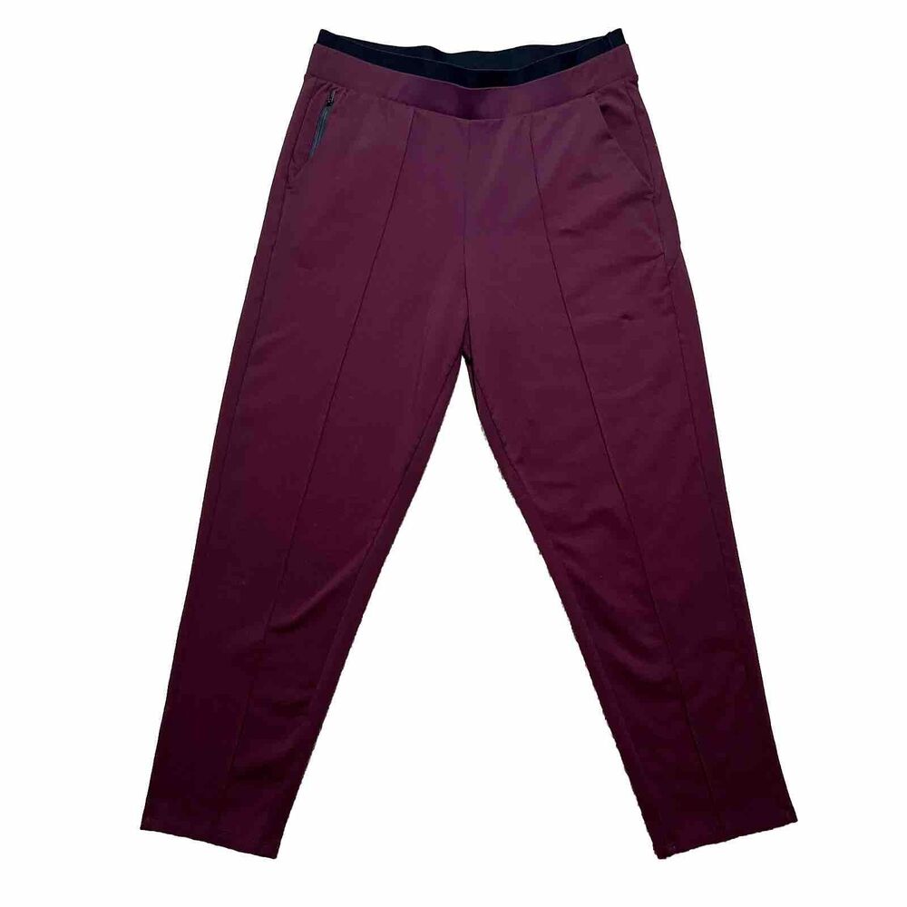Athleta Venice Pintuck Pants Womens Medium Burgundy Athleisure Stretch Career